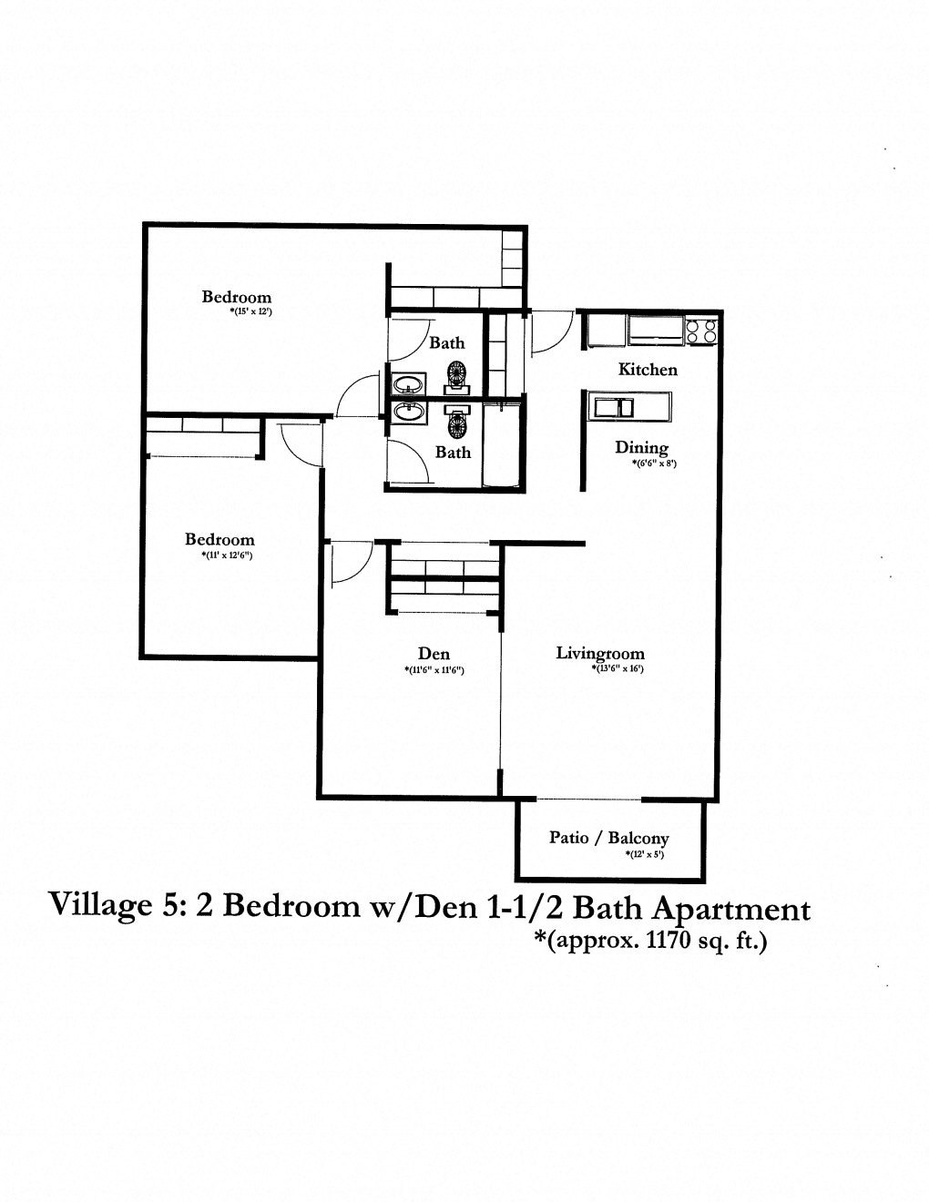The Village Apartments Forest Lake building 5 two bedroom den outline