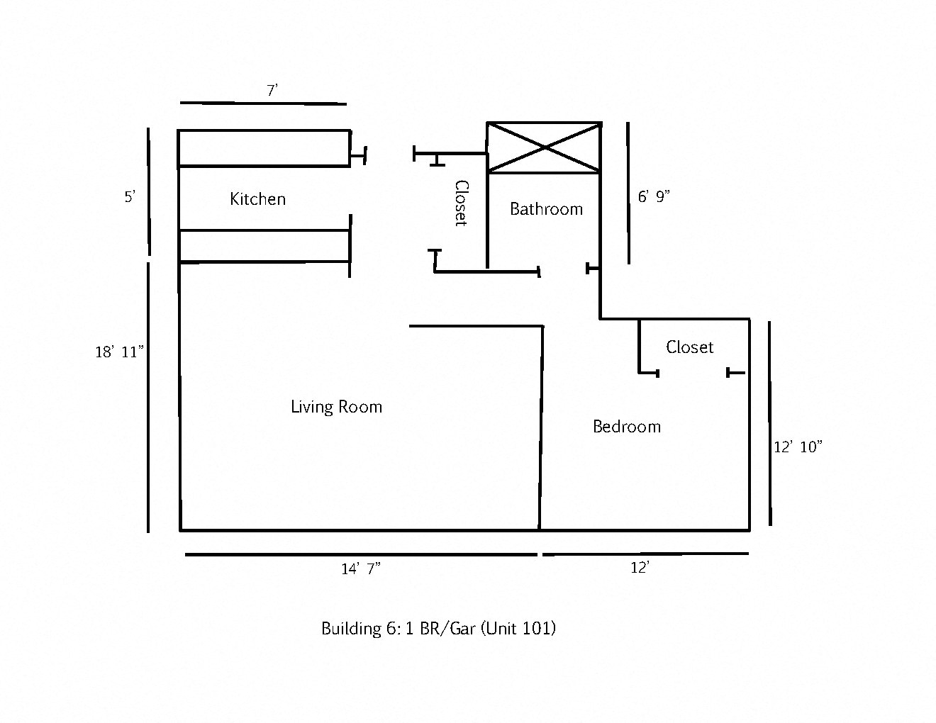 The Village Apartments Forest Lake building 6 one bedroom outline