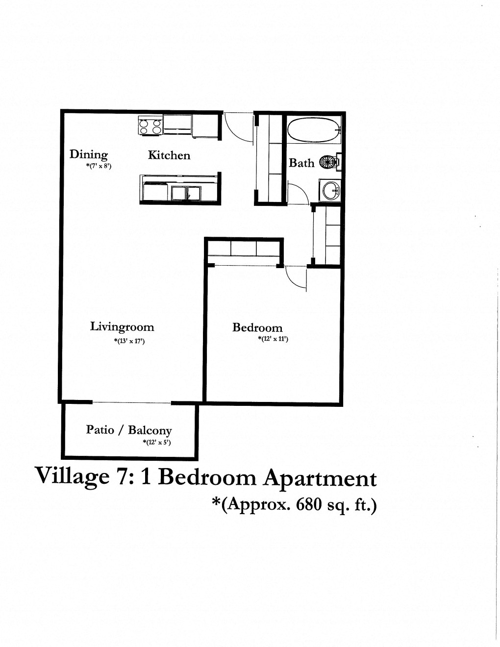 The Village Apartments Forest Lake building 7 one bedroom outline