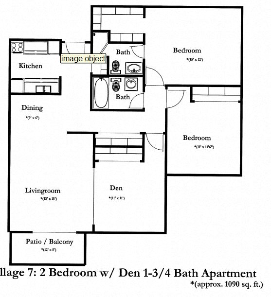 The Village Apartments Forest Lake building 7 two bedroom den outline