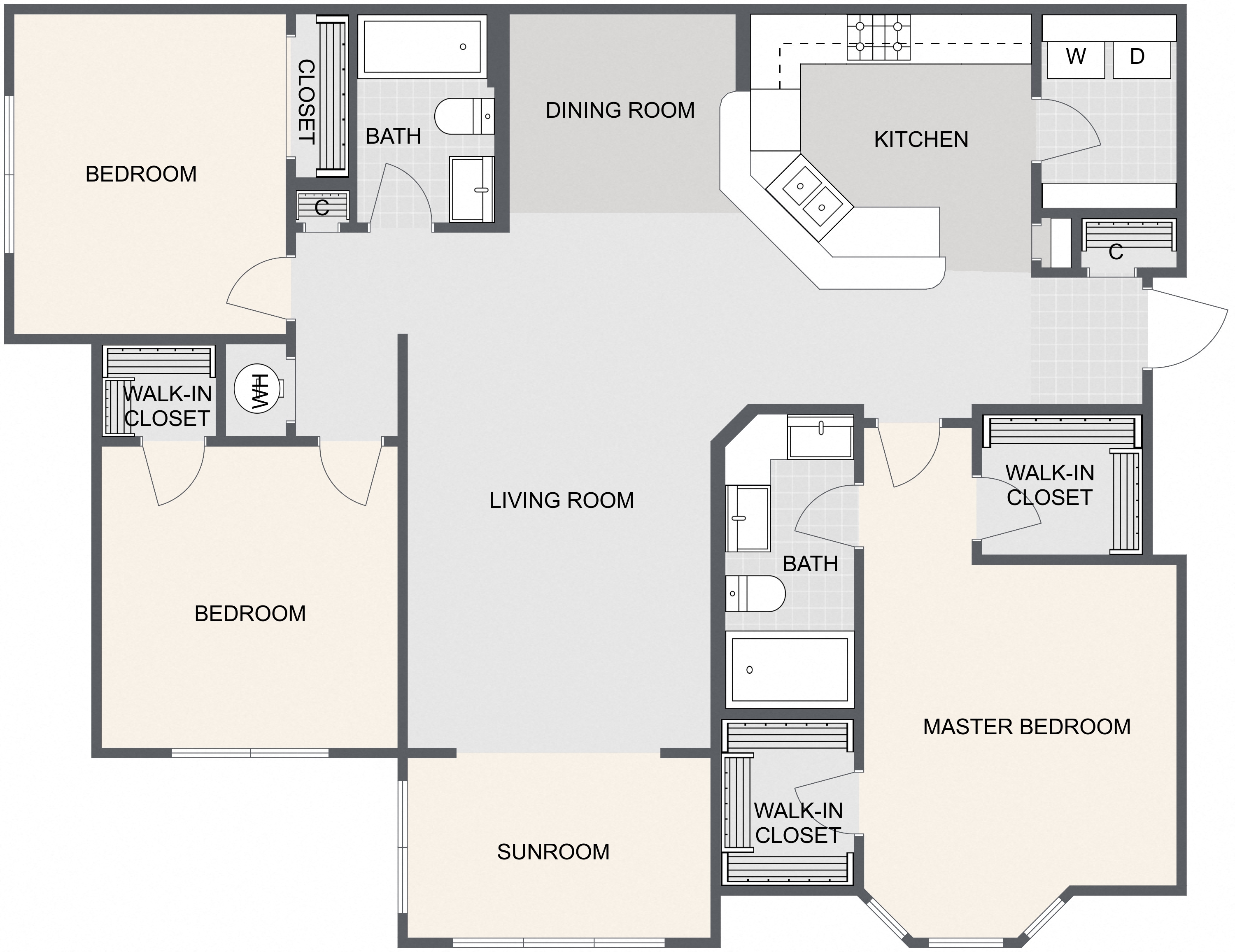 3 Bed 2 Bath w Sun Room