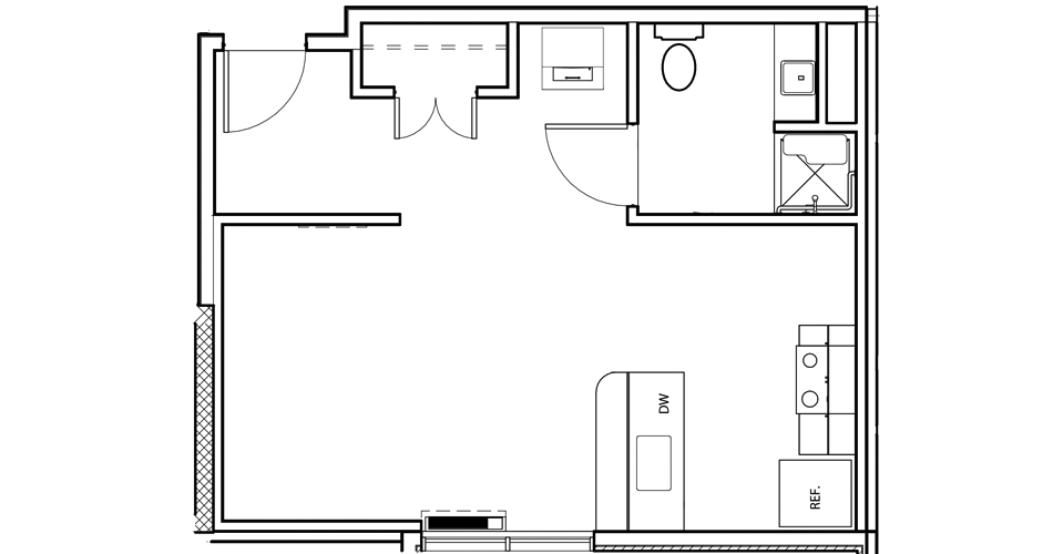 Studio Apartment Floor Plan 1