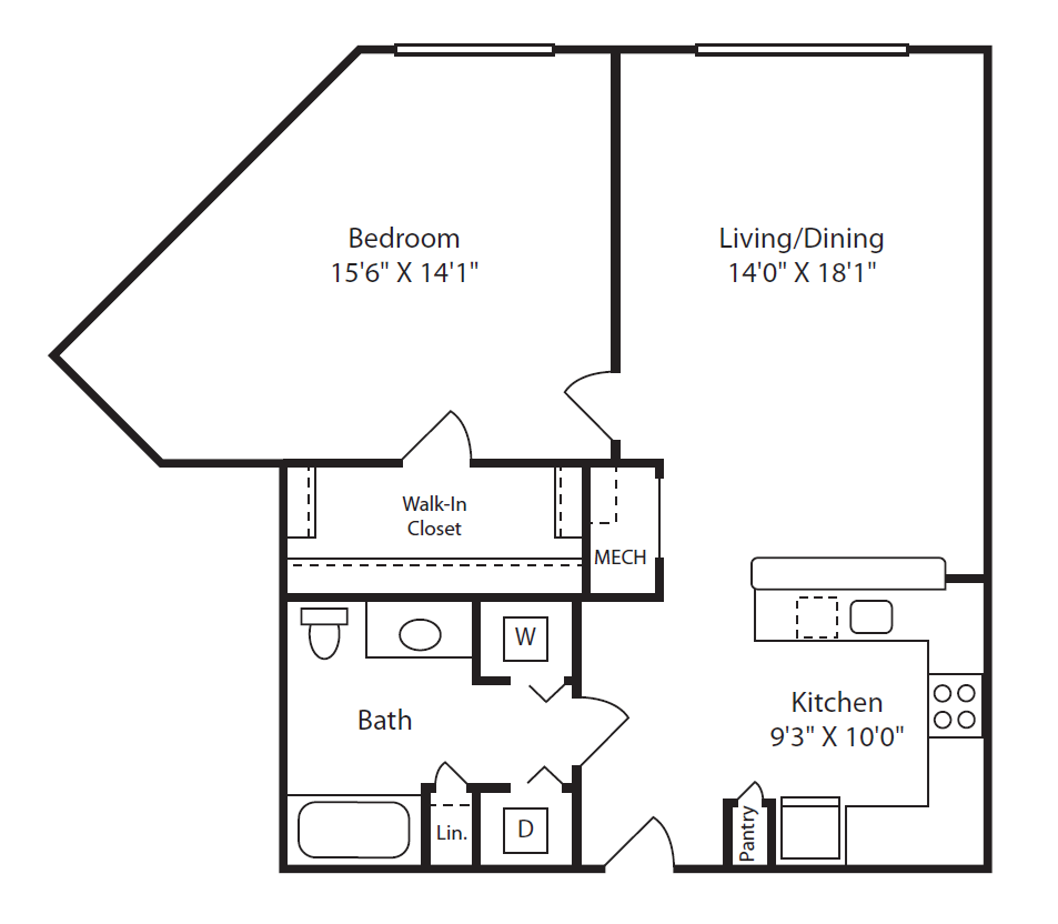 One-Bedroom 885 Sq Ft Floor Plan 8