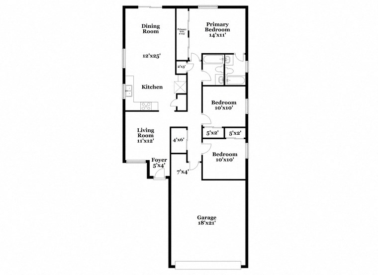 a floor plan of a home with a mix of bedrooms and baths and a staircase