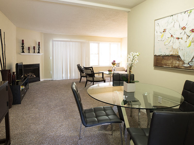 Dining Area at The Landing showing Gas Fireplace