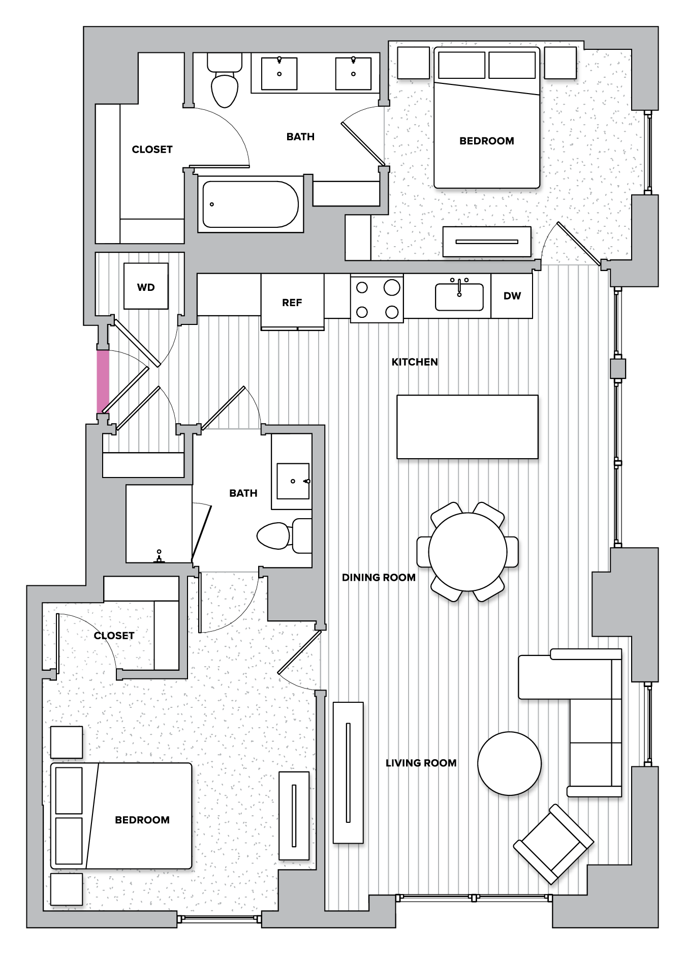 Coleton 9 (C14) 2 Bedroom 2 Bathroom Floor Plan at Kingston at McLean Crossing, Virginia