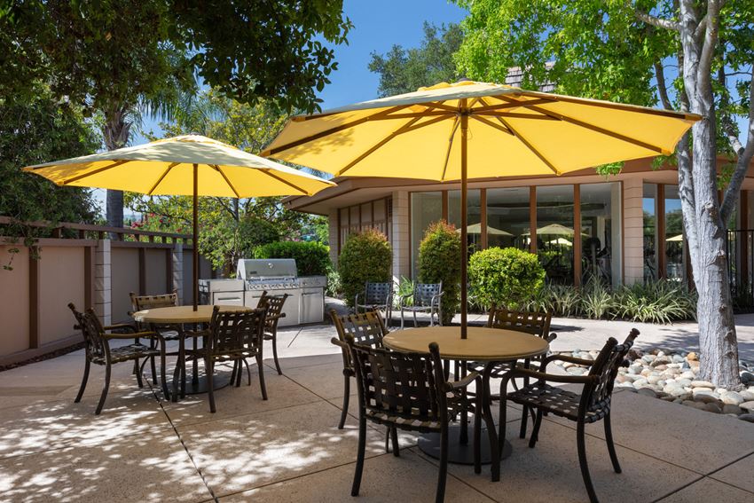 Outdoor grill and seating area