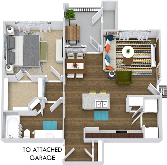 3D Hawthorn with Attached Garage. 1 bedroom apartment. Kitchen with bartop open to living/dinning rooms. 1 full bathroom. Walk-in closet. Patio/balcony.