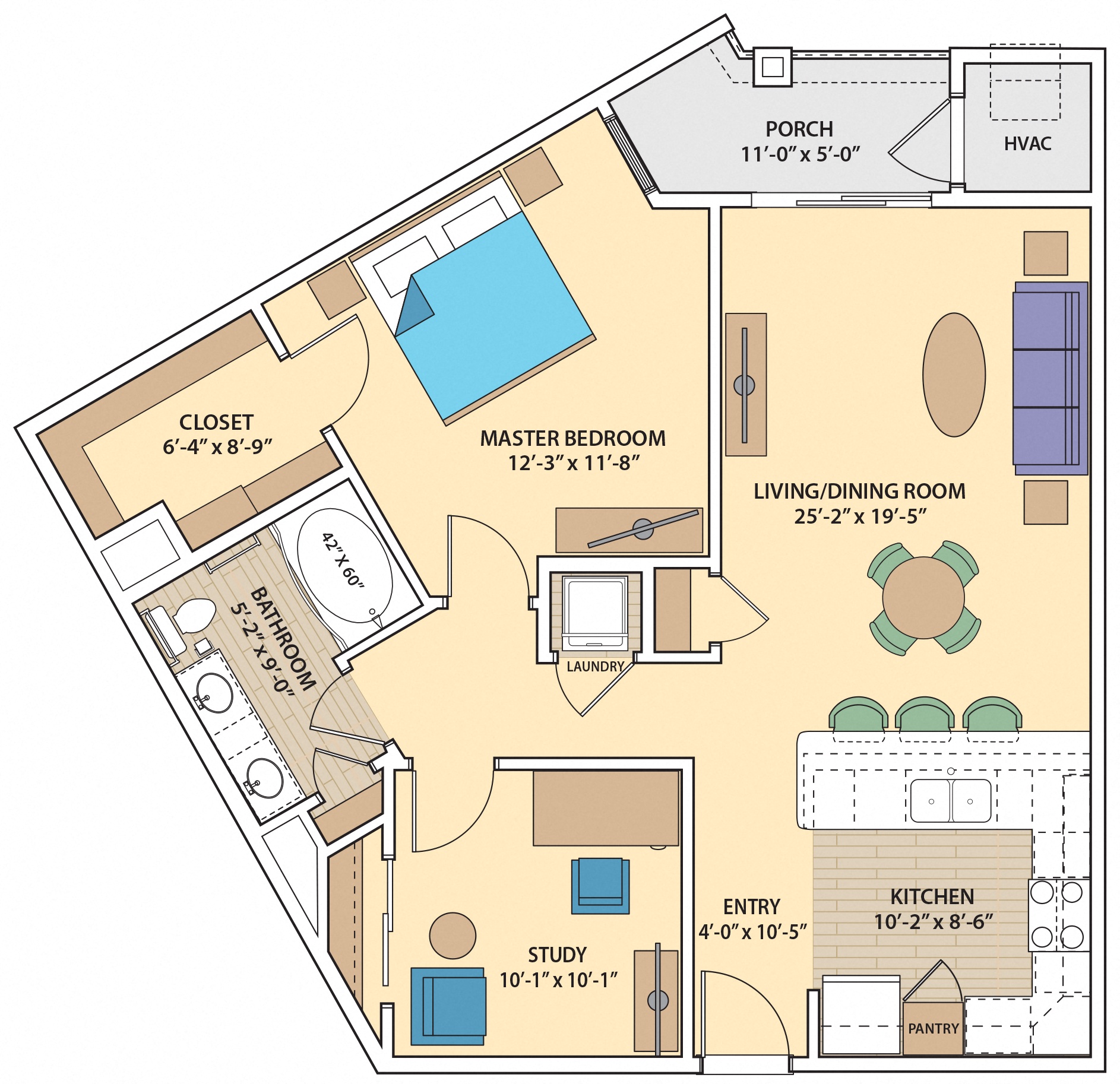 1 bed 1 bath E1H Floor Plan at Skye at Arbor Lakes, Maple Grove, MN
