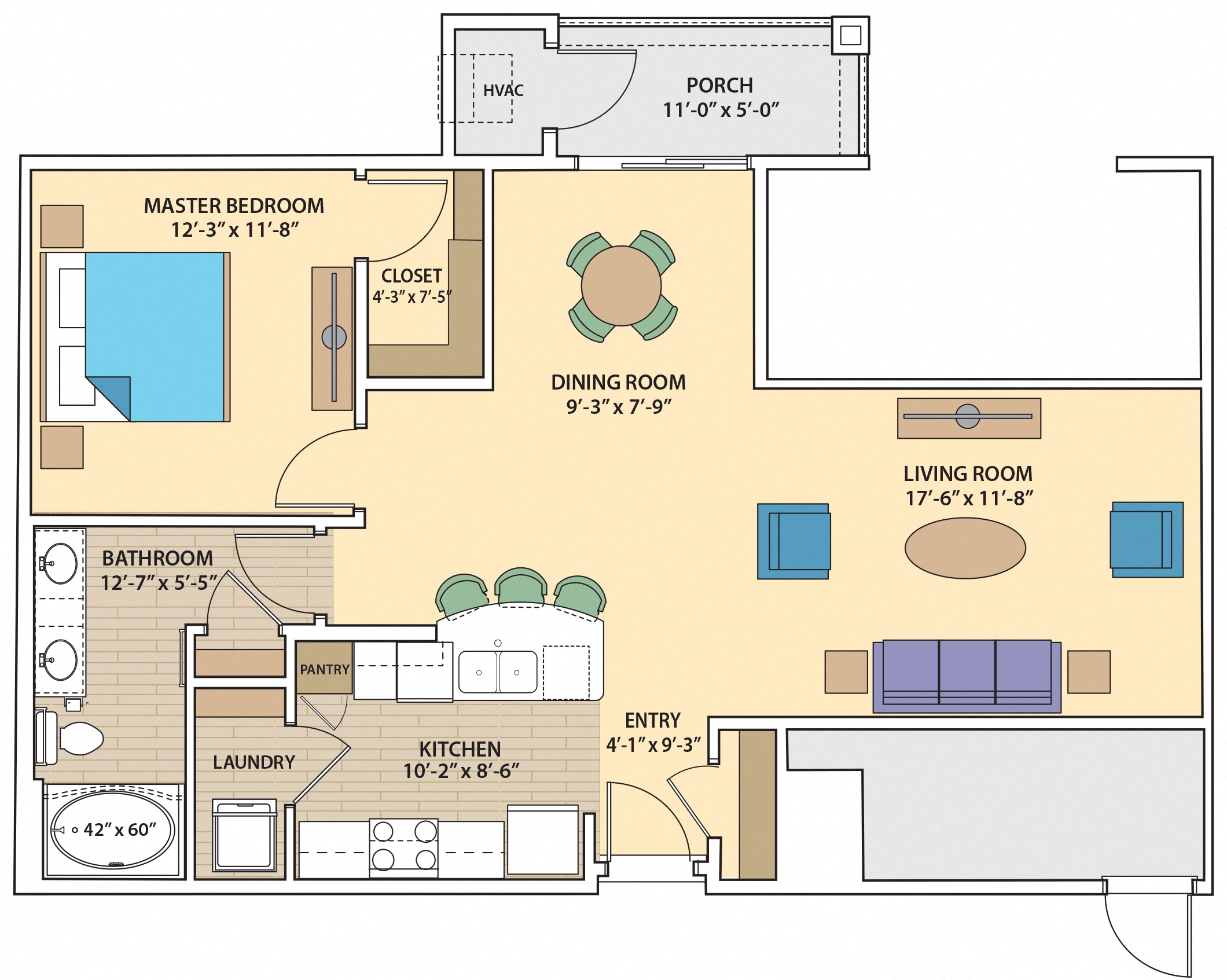 1 bed 1 bath E1E Floor Plan at Skye at Arbor Lakes, Maple Grove, 55369