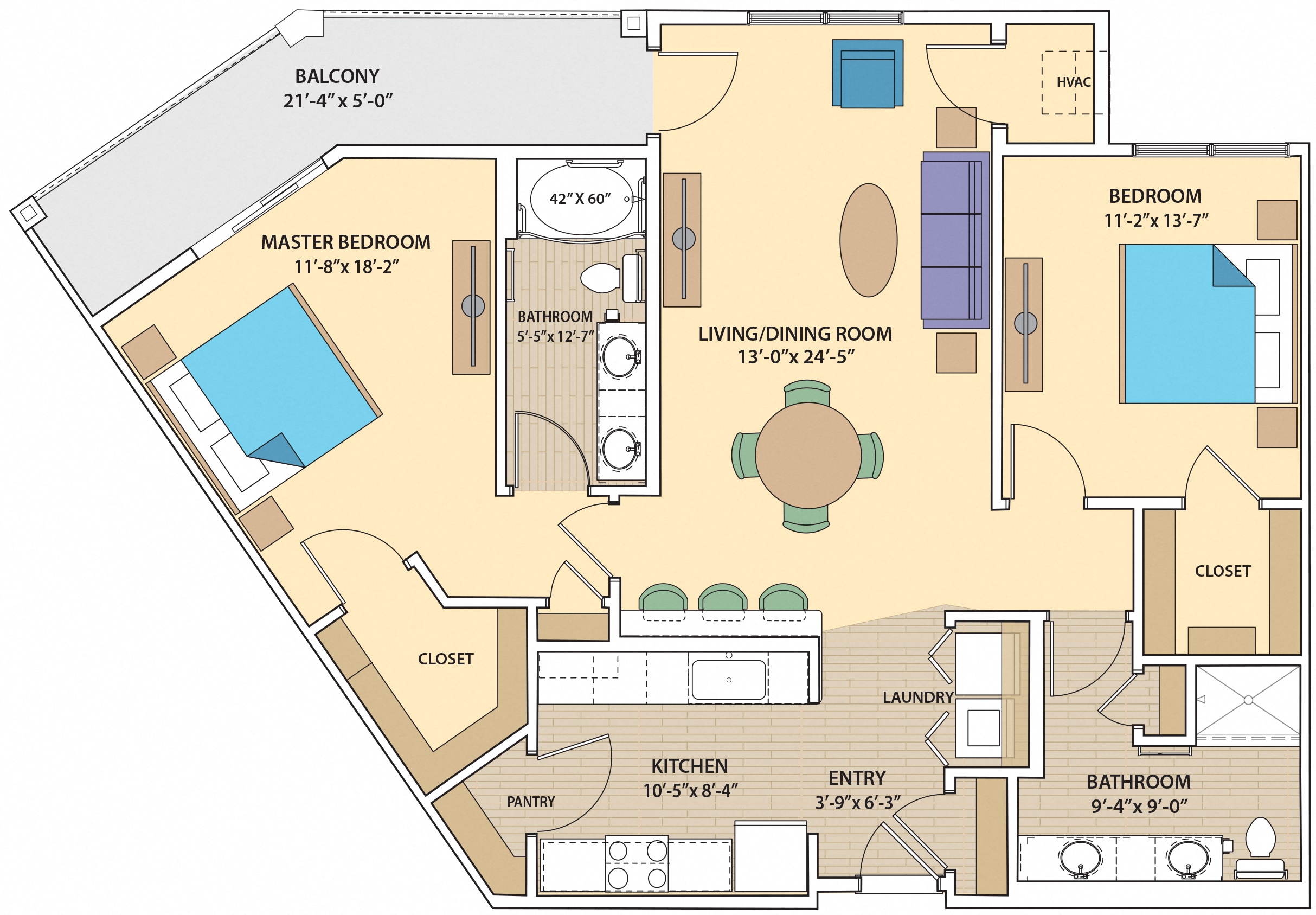 2 bed 2 bath W2H Floor Plan at Skye at Arbor Lakes, Maple Grove, MN