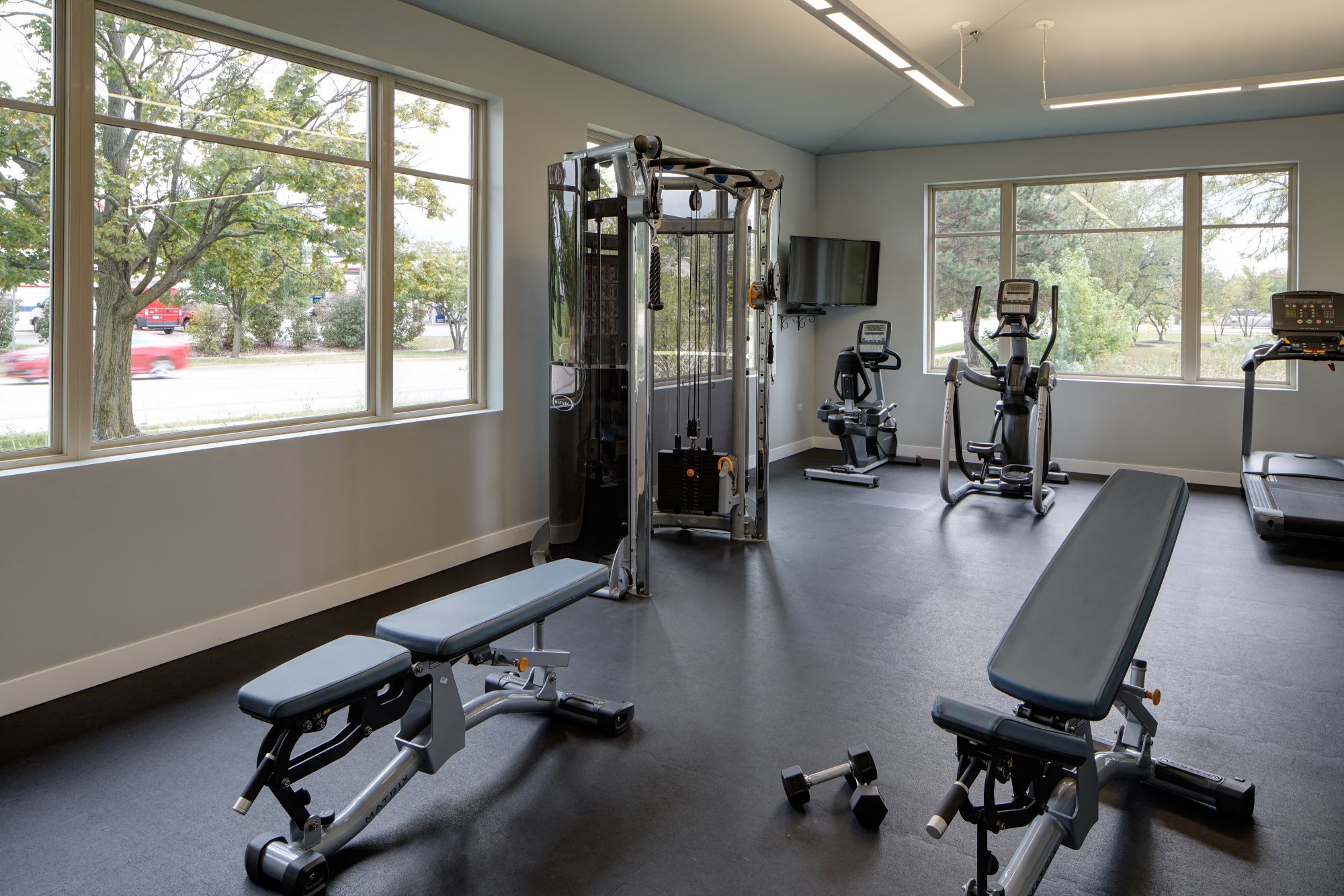 Fitness Facility with Yoga and Strength Training, at Eagle Creek Apartments, Westmont, 60559