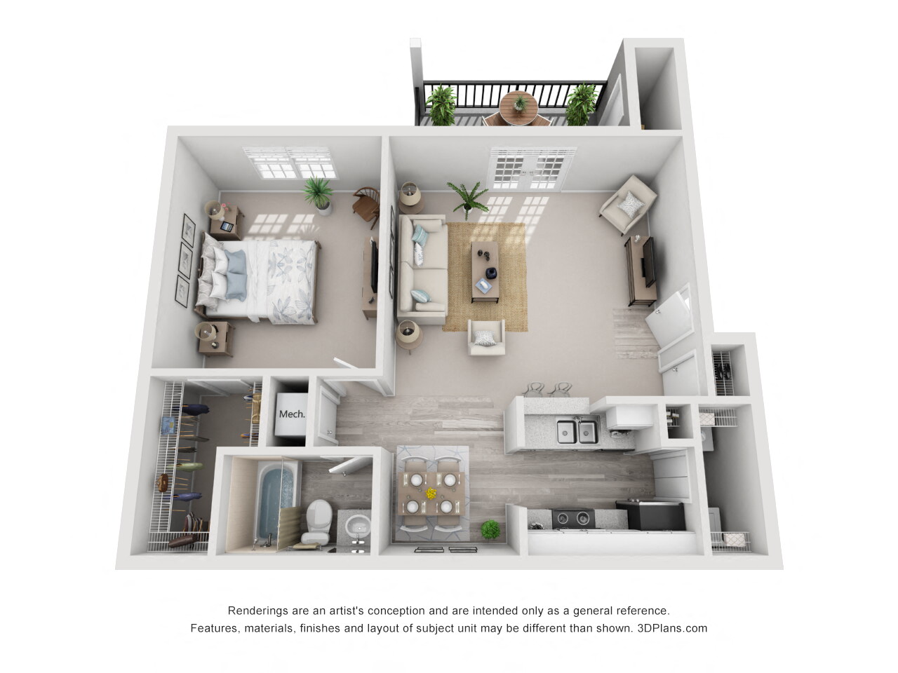 636 sq.ft. One Bed One Bath