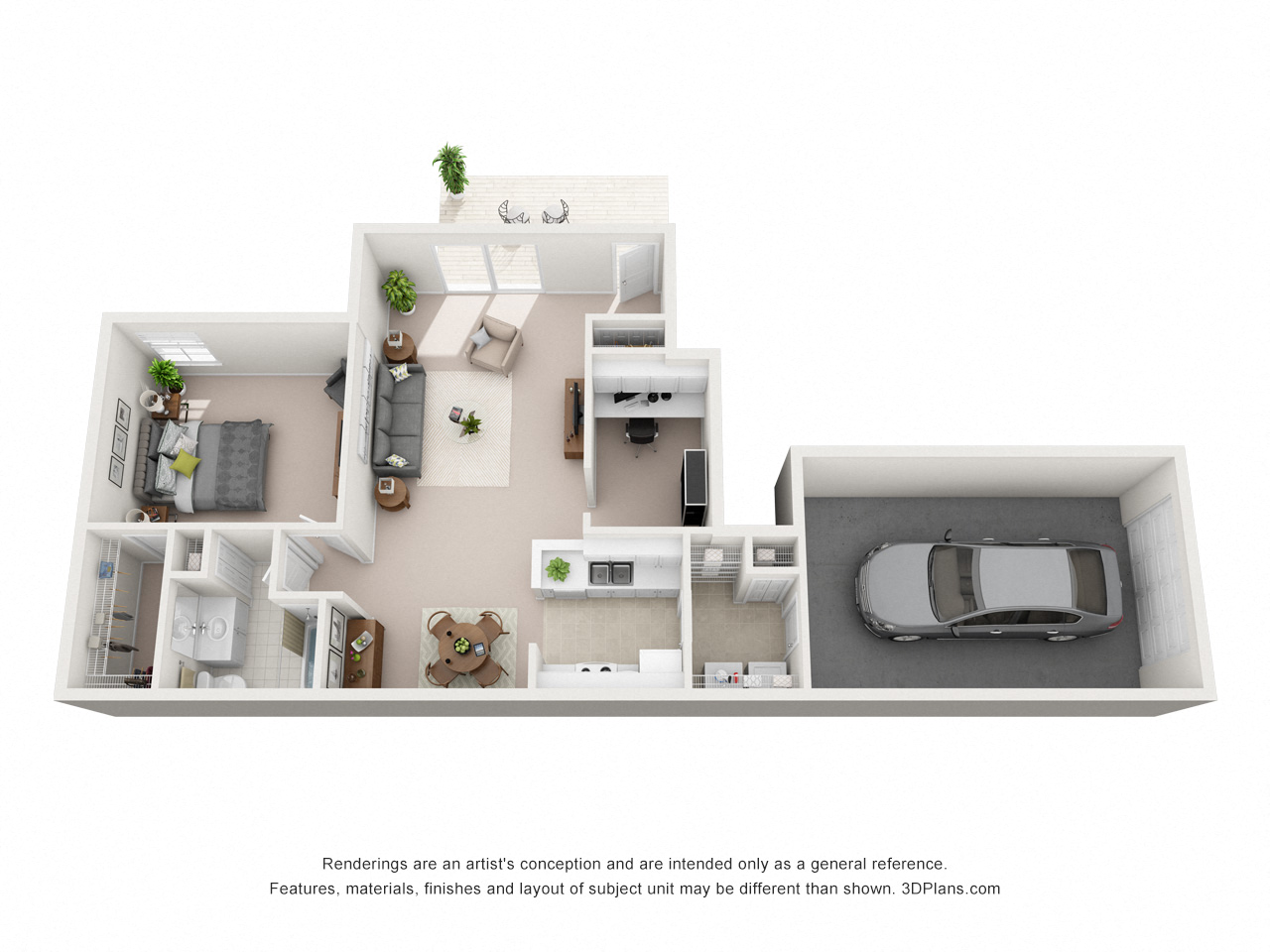 961 sq.ft. One Bed One Bath