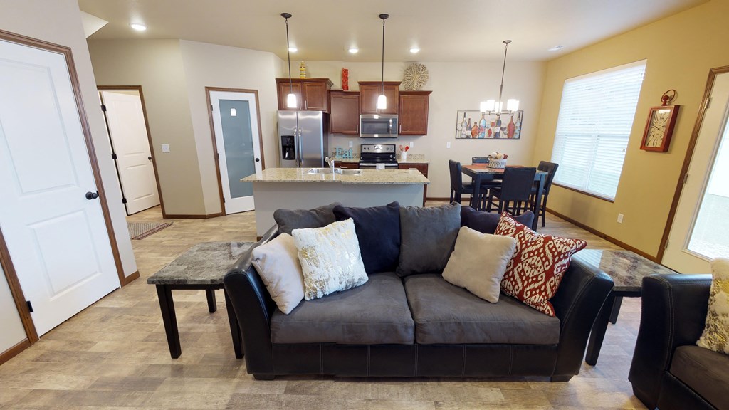 living room, kitchen, furnished