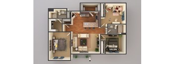 three bedroom floor plan at Cascades of Mandan, Mandan, North Dakota