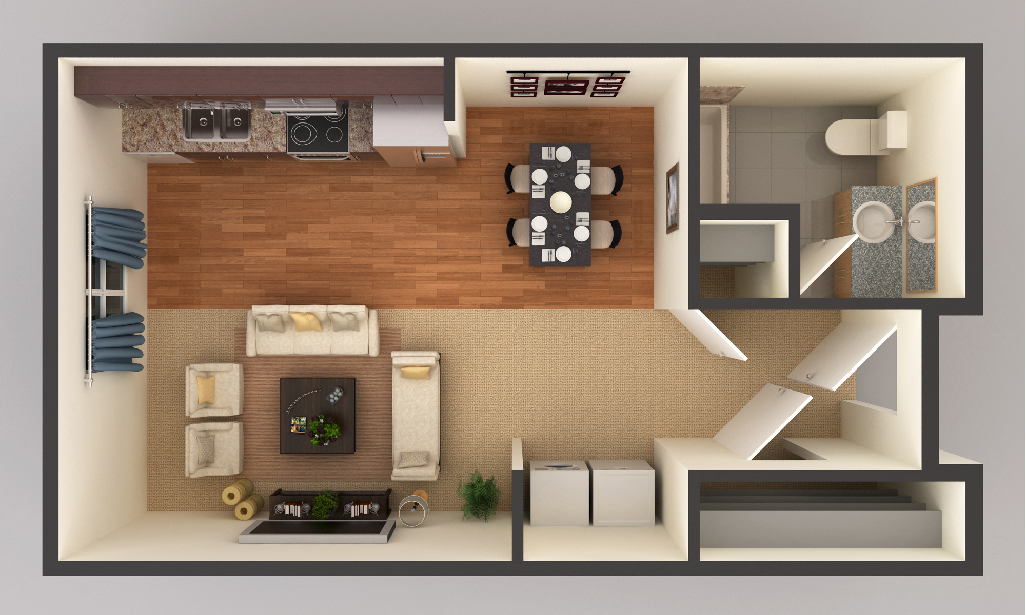 efficiency floor plan, studio at Cascades of Mandan, Mandan