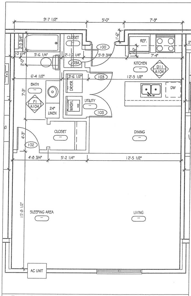 efficiency floor plan, studio at Cascades of Mandan, Mandan, ND