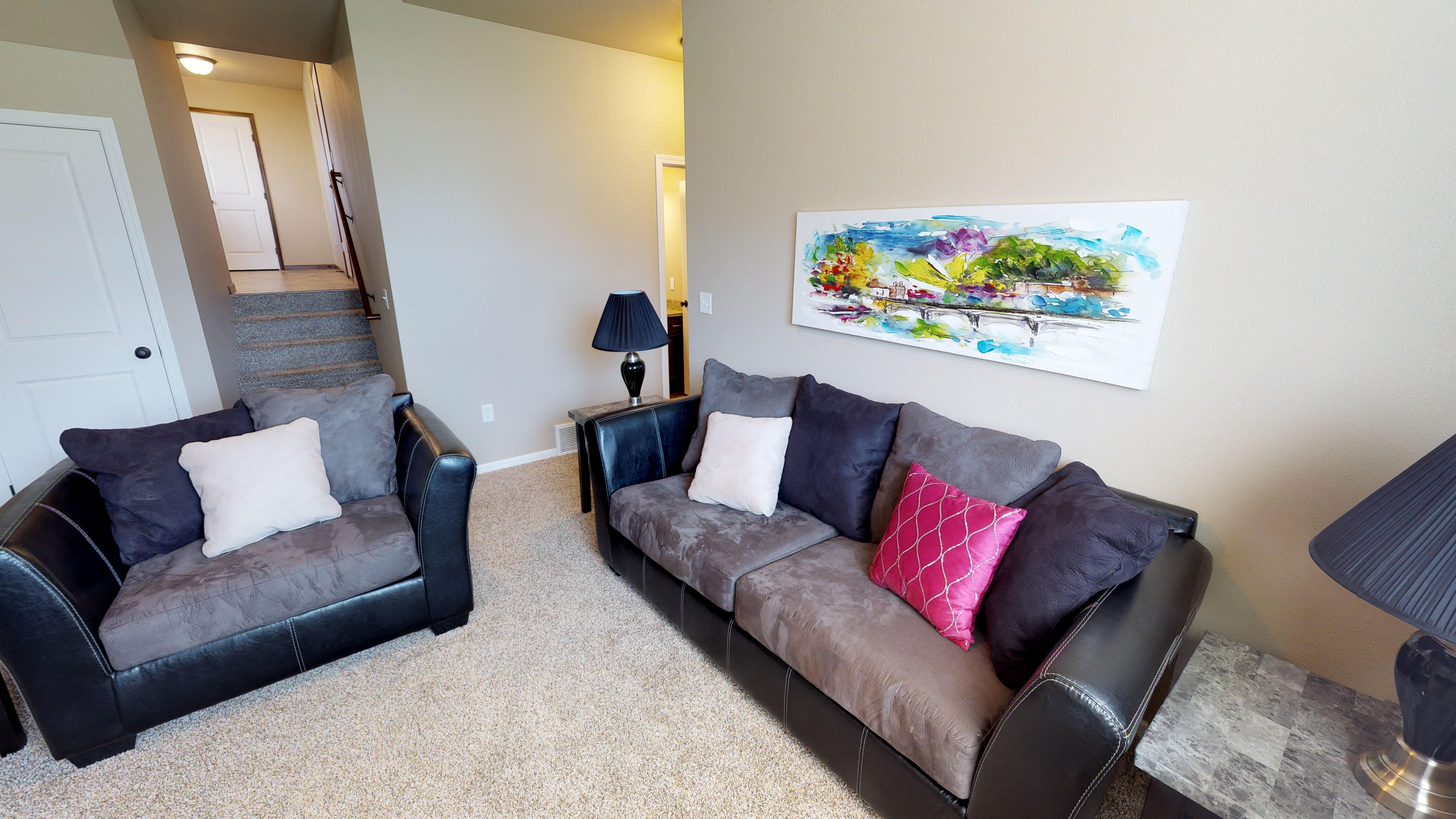 second living area, basement, couches