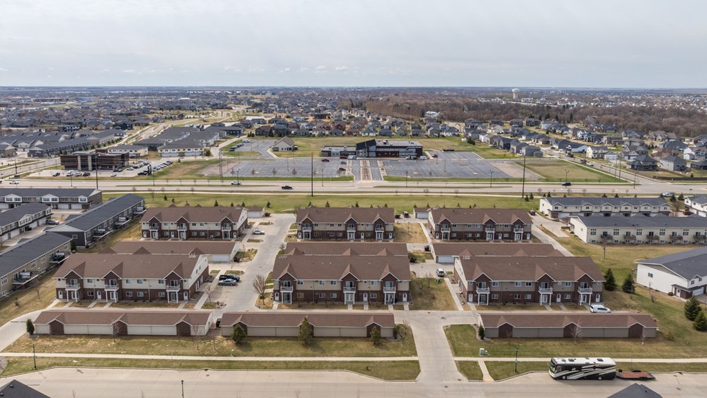 A large suburban housing development with a mix of detached and semi-detached homes.