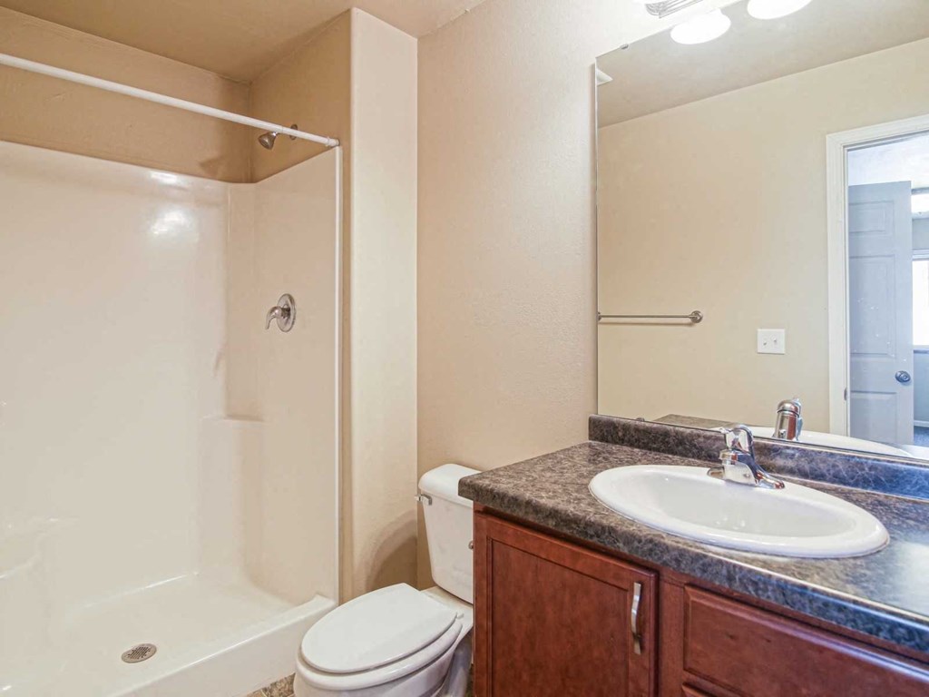 a bathroom with a sink toilet and a shower