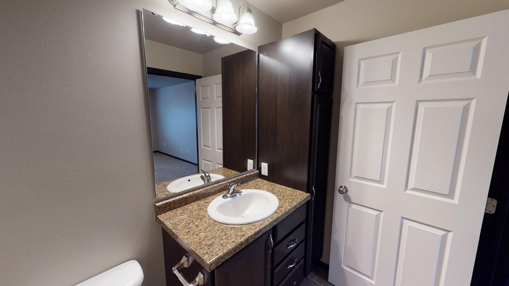 full bathroom with sink and mirror at the preserve apartments