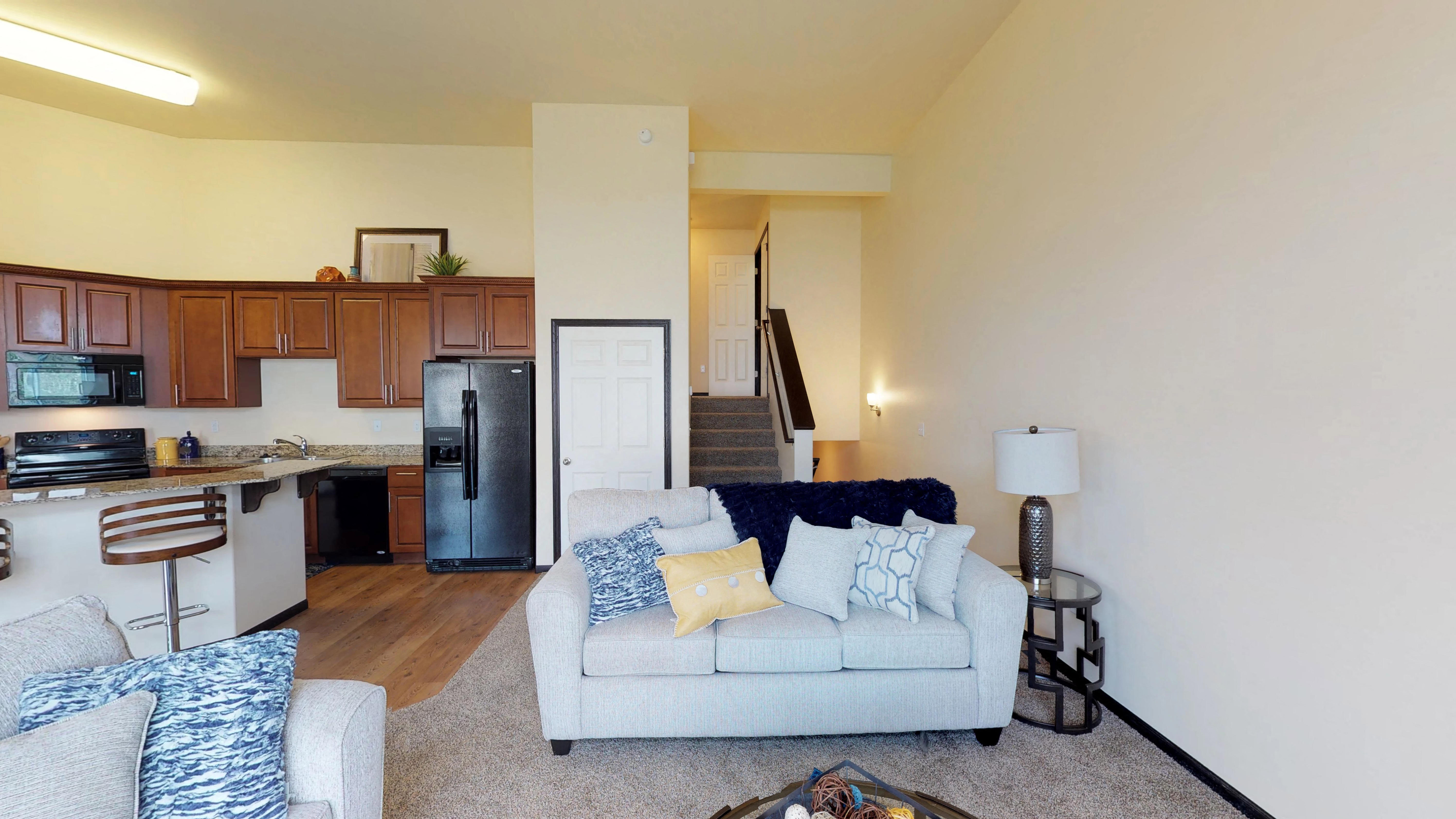 living room, couch, stairs