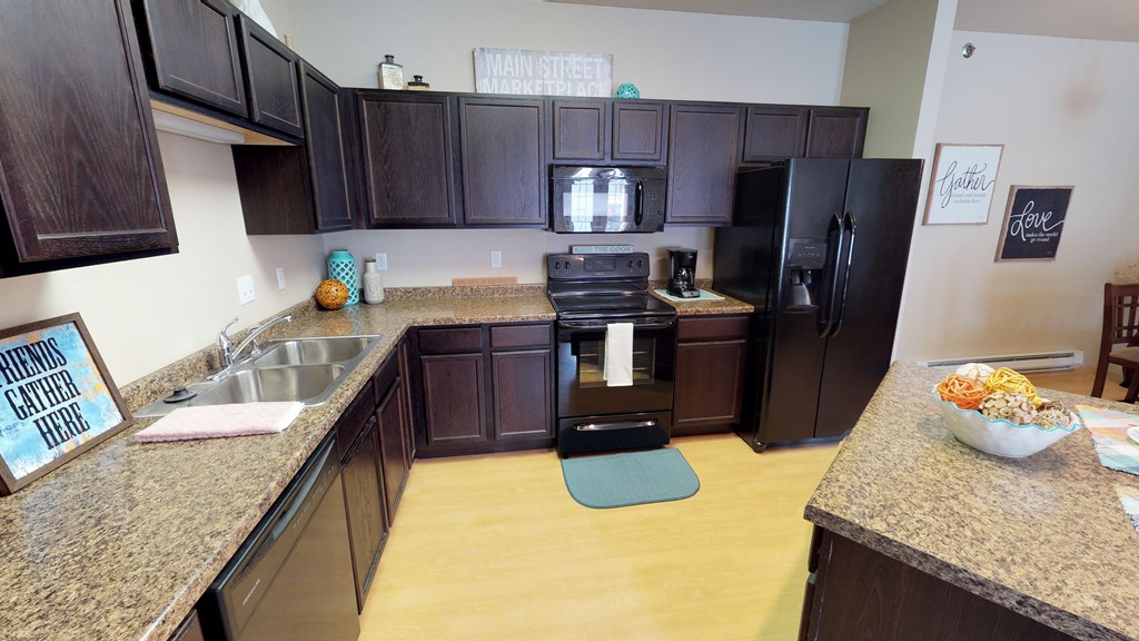 Wooden cabinets at Stonebridge Villas Apartments, Minot, ND