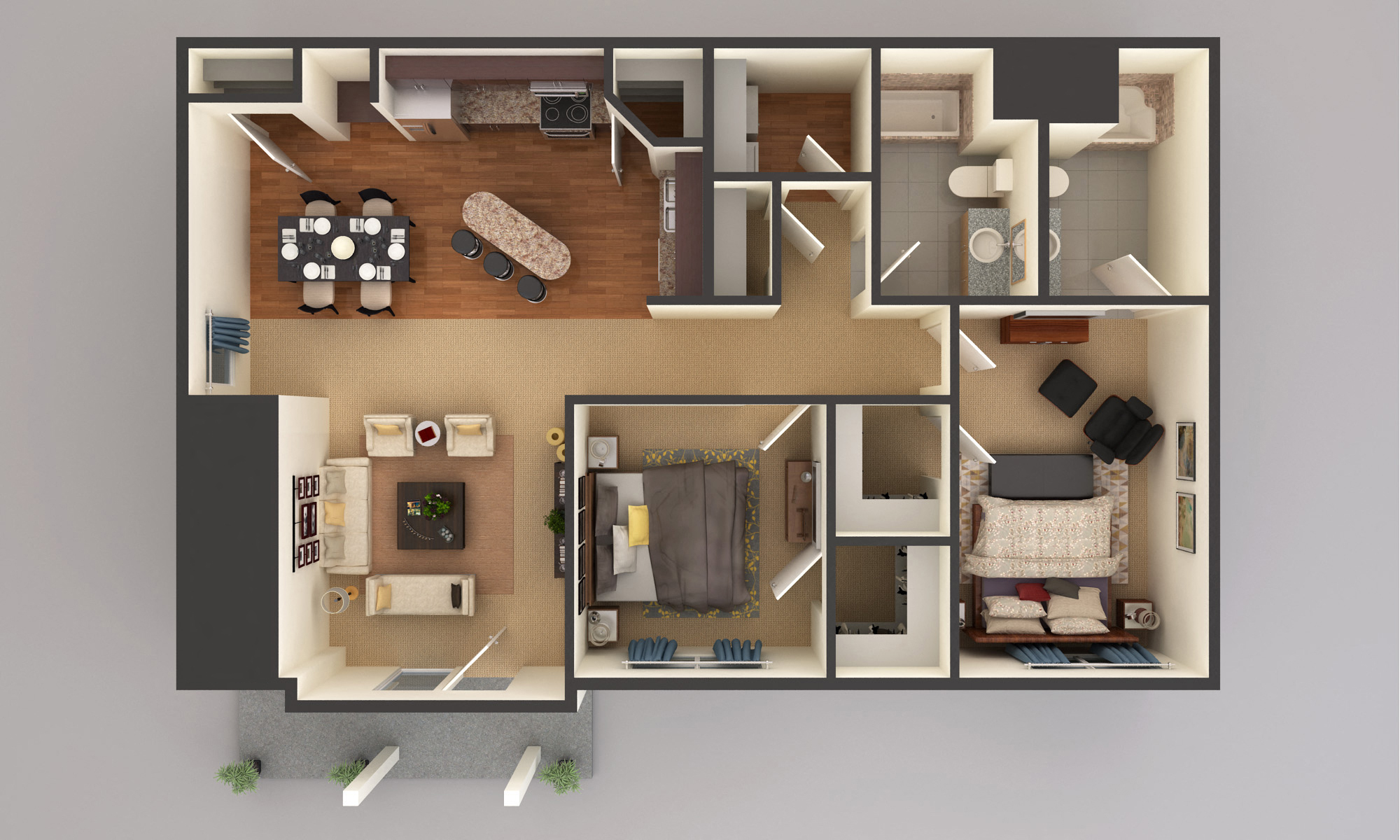 2 Bedroom - Lower Level Floor Plan