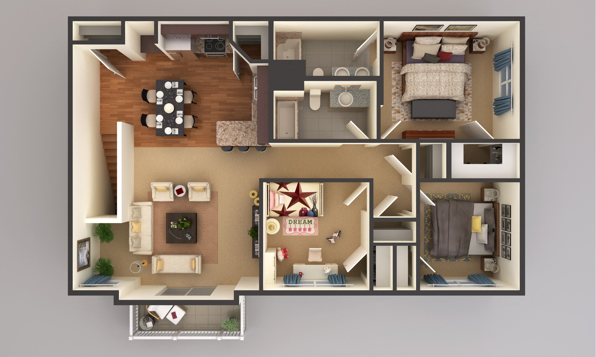 3 Bedroom - Upper Level Floor Plan