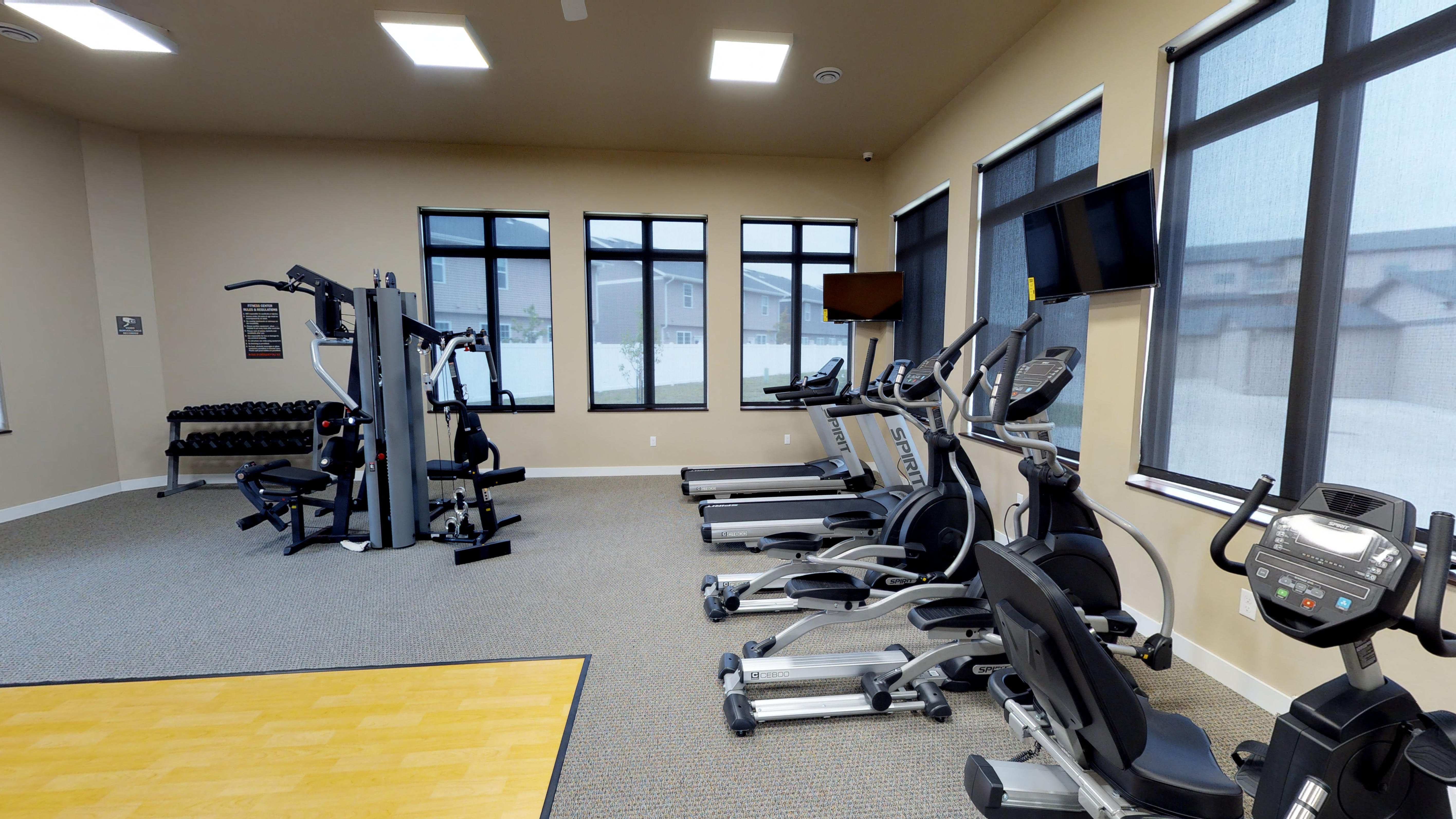 fitness center, workout room, gym equipment