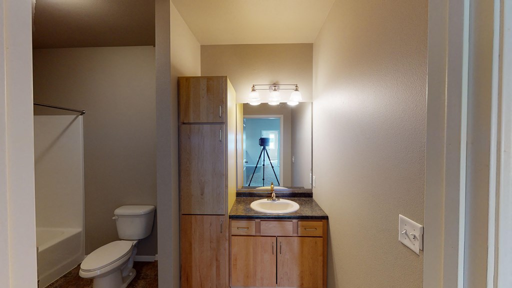 a bathroom with a toilet and a sink and a mirror