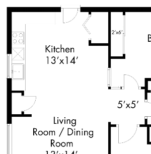 2BR - A (2 bed/1 bath)