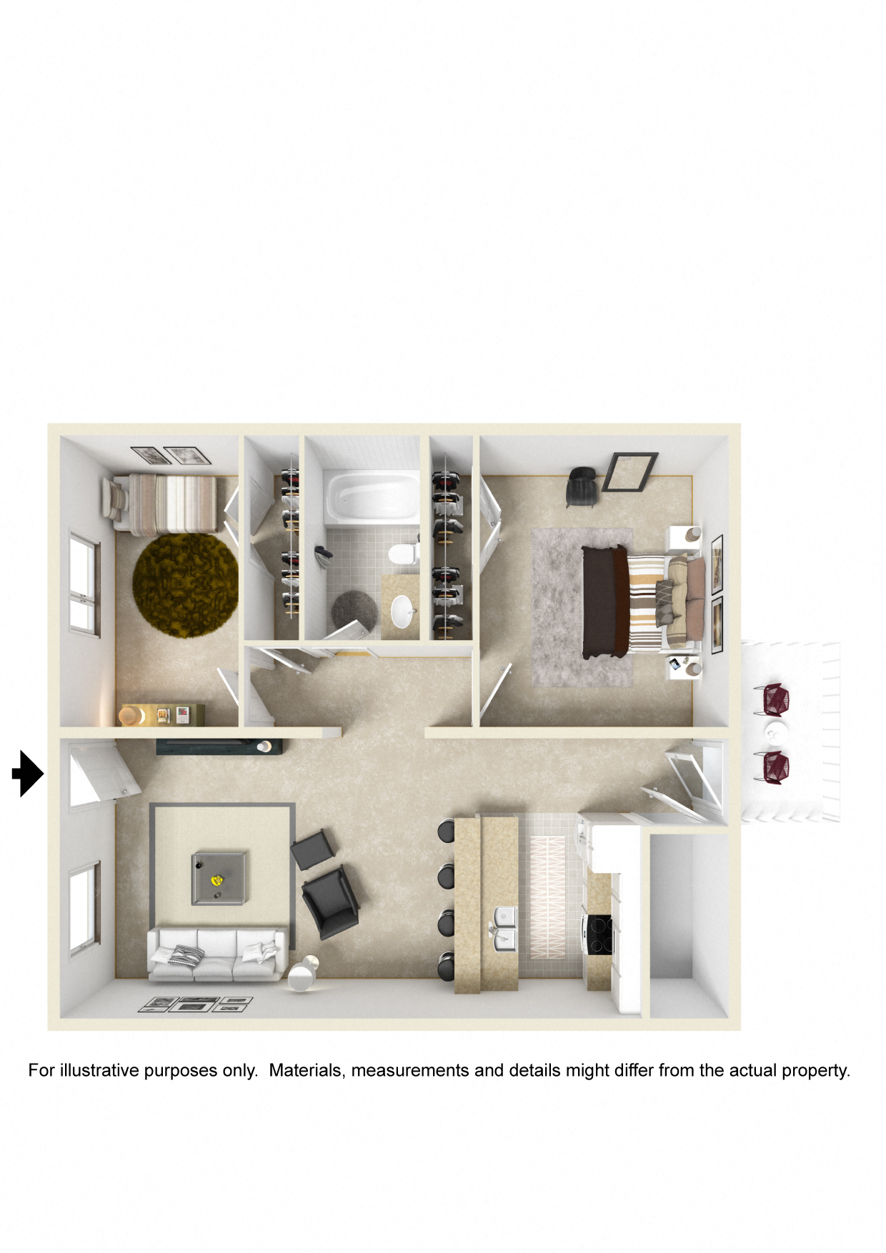 2 Bedroom 1 Bath