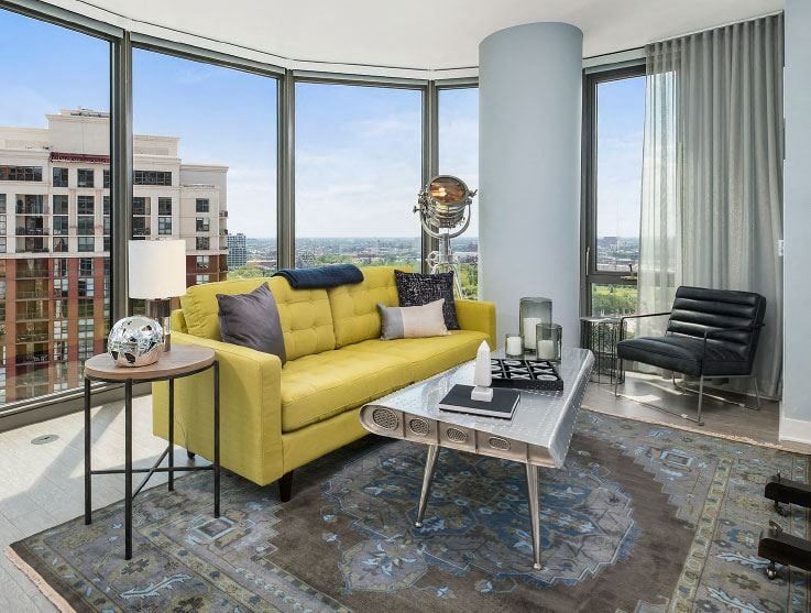 Beautiful City View from Living Room at 1001 South State, Chicago, Illinois - Photo Gallery 1