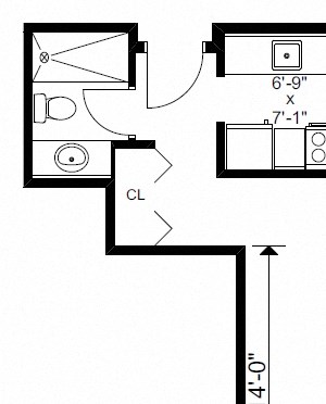 Bachelor, one bathroom apartment layout at Bayview Gardens in White Rock, BC