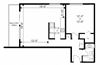 One bedroom, one bathroom apartment layout at Bayview Gardens in White Rock, BC
