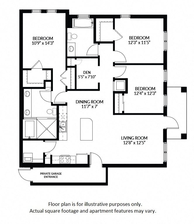 C1 - BW Floor Plan at Windsor at Delray Beach, Florida, 33483