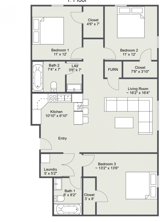 Three Bedroom Floor Plan 1