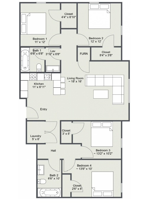 Four Bedroom Floor Plan 2