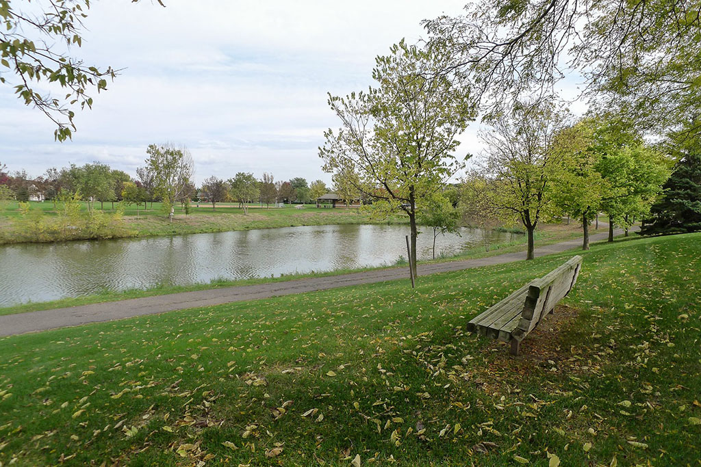 Backyard With Pond at East Shore Place, Mahtomedi, 55115
