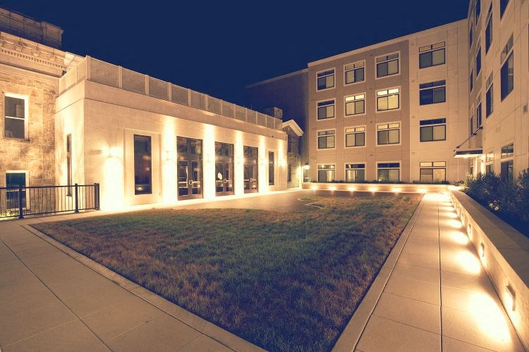 a large lawn in the middle of a building