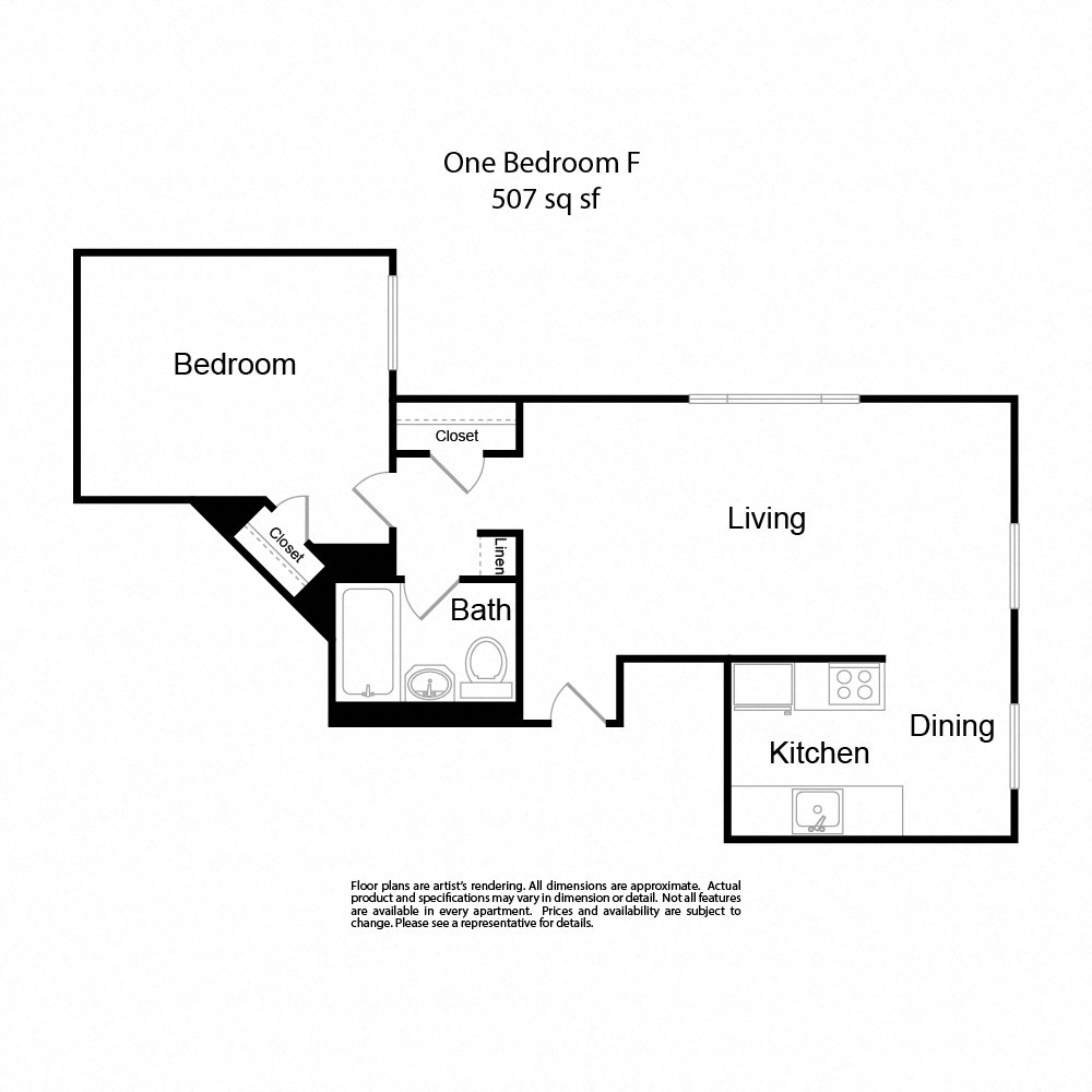 One BedroomF 1b1b 507sf at Lock Vista, Seattle, WA, 98107