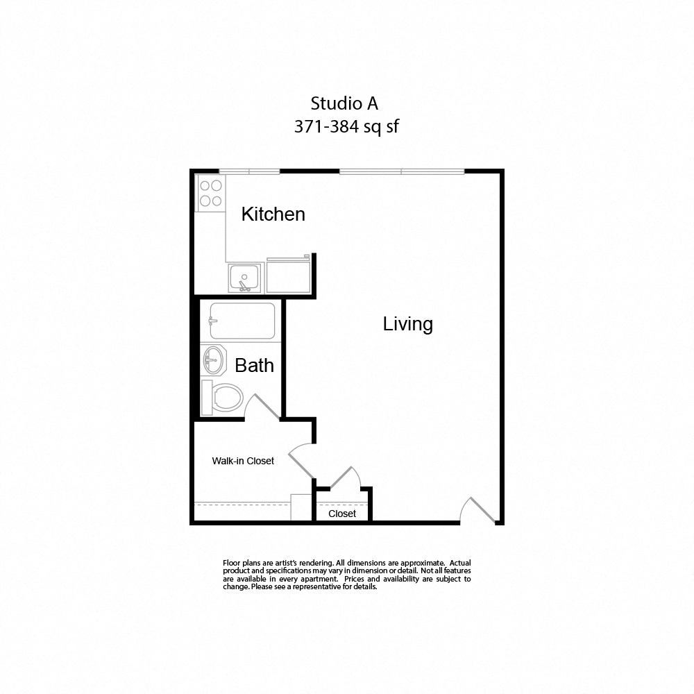 StudioA studio 371-384sf at Lock Vista, Washington