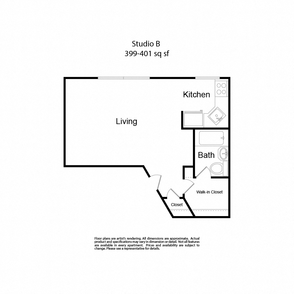 StudioB studio 399-401sf at Lock Vista, Washington, 98107