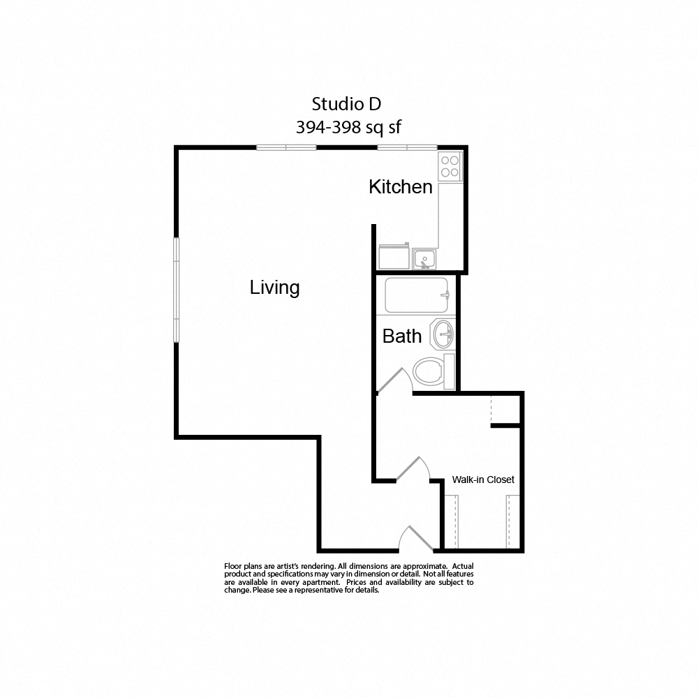 StudioD studio 394-398sf at Lock Vista, Seattle, WA