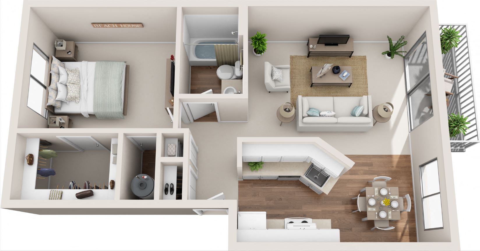 Summerfield 1B/1B 3D Floor Plan at Summerfield, Tigard, OR, 97224