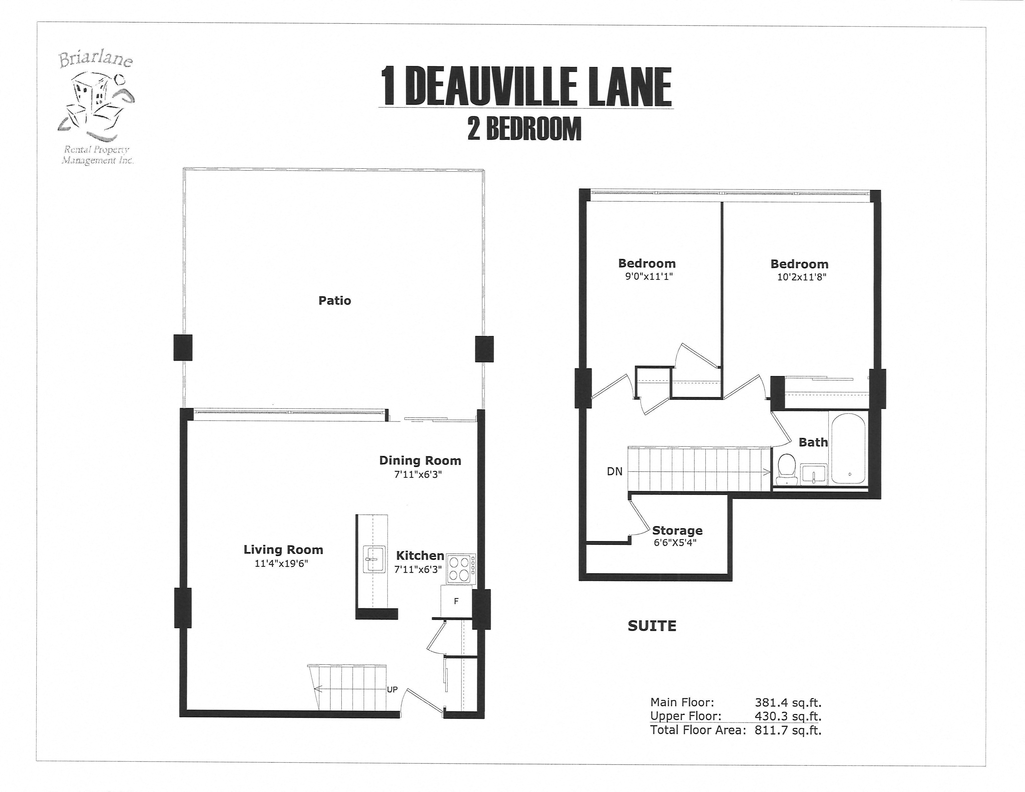 2 bedroom with stairs on the left A with one bathroom