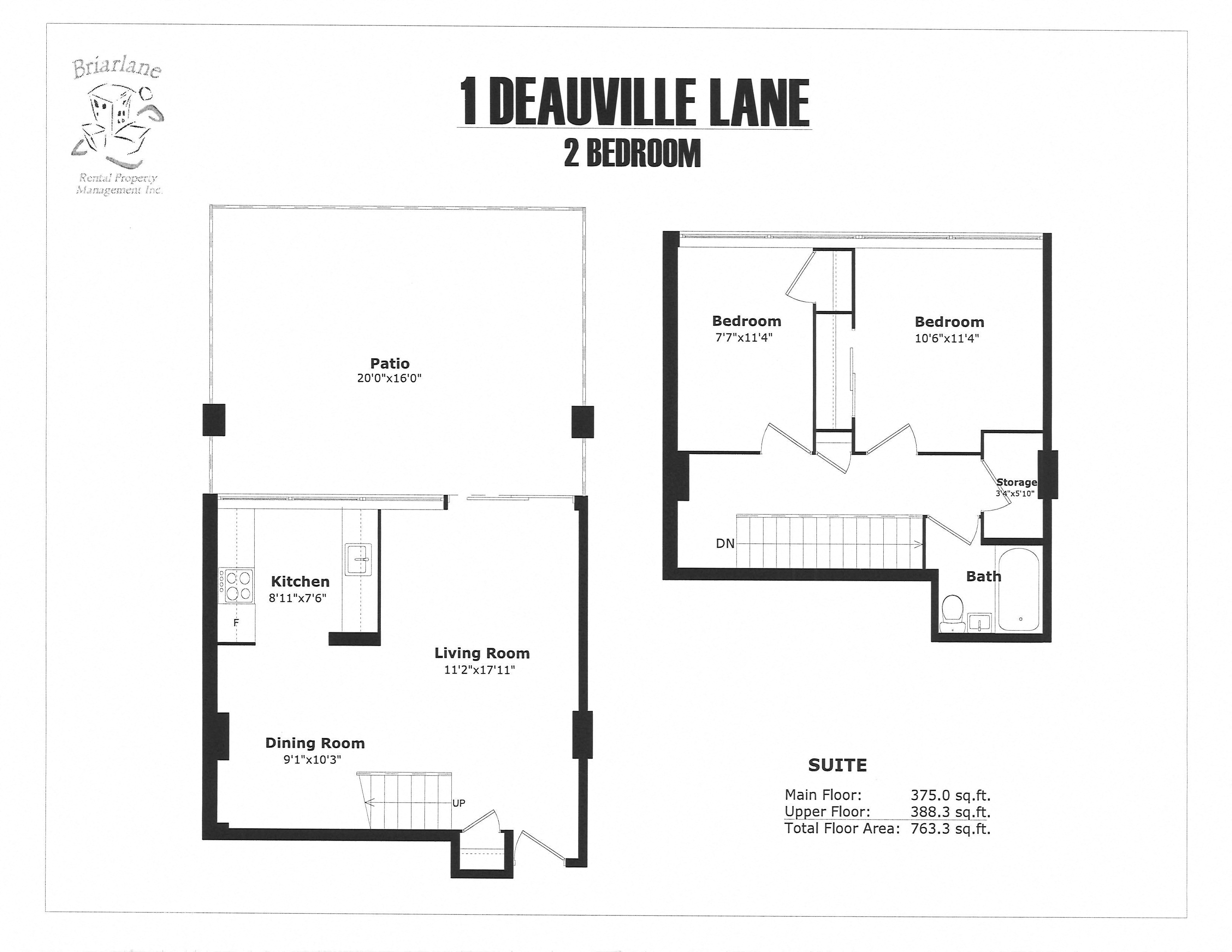 2 bedroom with stairs on the left B with one bathroom