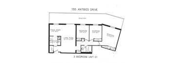 Three bedrooms with one bathroom